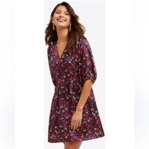 Draper James Red Terrie Tie Neck Dress In Scarlet Floral Sz XL B15